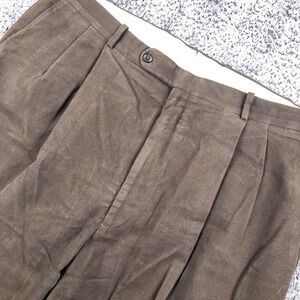 Tom James Pants Mens 40x32 Brown Pleated Dress Slacks Business Office Wear